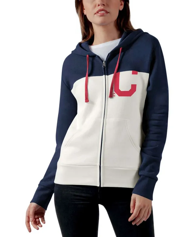 Women's Fanatics Branded Oatmeal Cleveland Indians Cooperstown Collection True Classics Legacy Quarter-Zip Hoodie Size: Medium