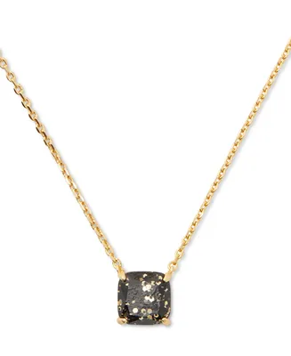 Kate Spade New York Gold-Tone Square Glitter Stone Mini Pendant Necklace, 17" + 3" extender