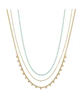 14K Gold Flash Plated 3-Pieces Layered Chain Necklace Set - Gold