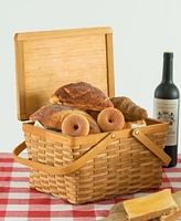 Picnic Storage Basket with Cover and Movable Handles