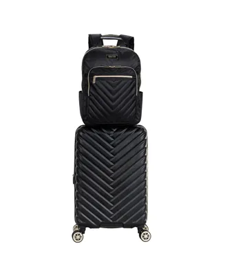 Madison Square Hardside Chevron Expandable 2pc 20" Carry On Luggage + Matching 15" Laptop Backpack Set