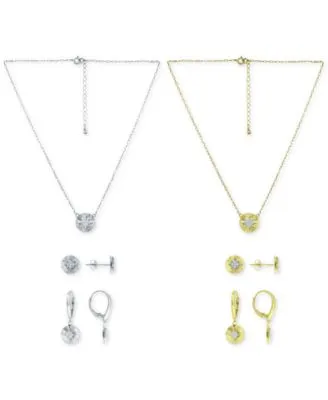 Giani Bernini Cubic Zirconia Starburst Disc Pendant Necklace Stud Drop Earrings Collection Created For Macys