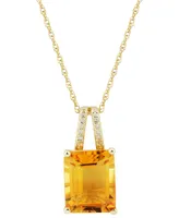 Citrine (3 ct. t.w.) & Diamond Accent 18" Pendant Necklace in 14k Gold