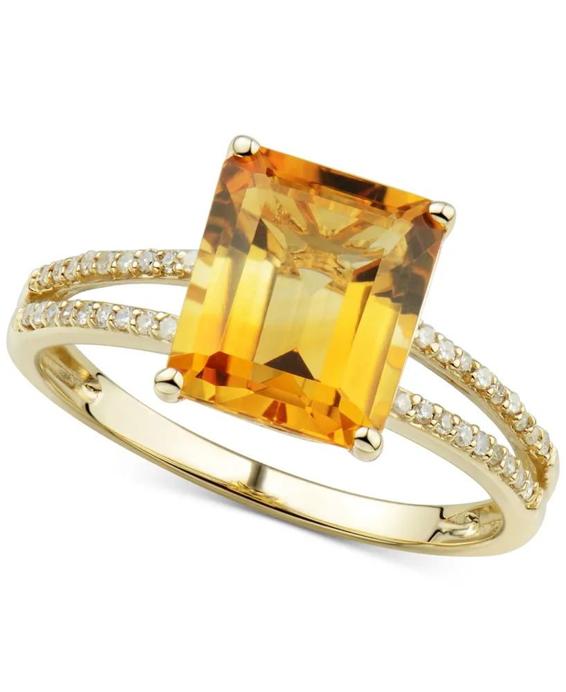 Citrine (3.0 ct. t.w.) & Diamond (1/10 ct. t.w.) Ring in 14k Gold