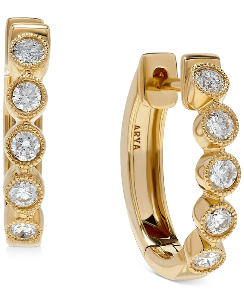 Diamond Bezel Hoop Earrings (3/8 ct. t.w) in 14K Gold