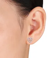 White Topaz (1/3 ct. t.w.) & Diamond (1/5 ct. t.w.) Open Heart Stud Earrings in Sterling Silver
