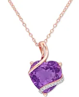 Amethyst (6-1/2 ct. t.w.) & Diamond (1/20 ct. t.w.) 18" Pendant Necklace in 18k Rose Gold-Plated Sterling Silver