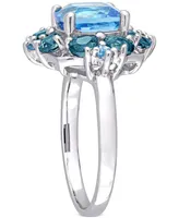 Blue Topaz Halo Ring (4-1/10 ct. t.w.) Sterling Silver