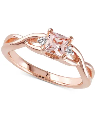 Morganite (1/3 ct. t.w.) & Diamond Accent Braided Shank Ring 18k Rose Gold-Plated Sterling Silver