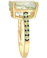 Green Quartz (7-1/2 ct. t.w.) & Peridot (1/2 Statement Ring 18k Gold-Plated Sterling Silver