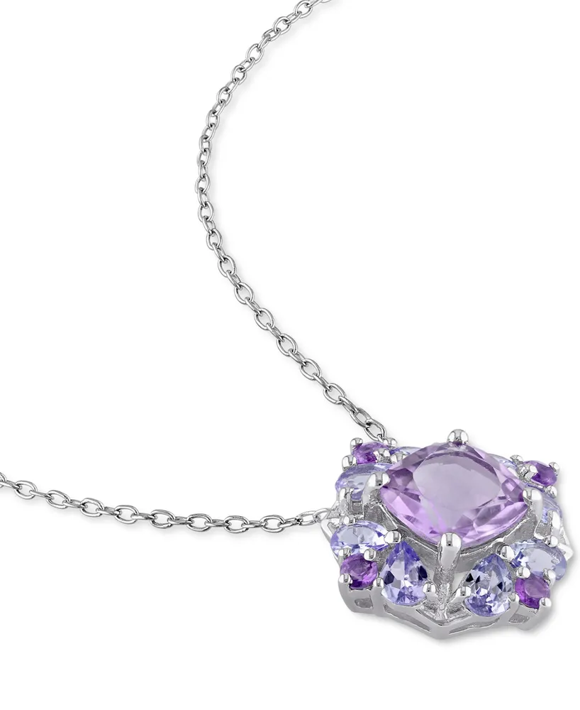 Amethyst (1-7/8 ct. t.w.) & Tanzanite (1 ct. t.w.) 18" Pendant Necklace in Sterling Silver