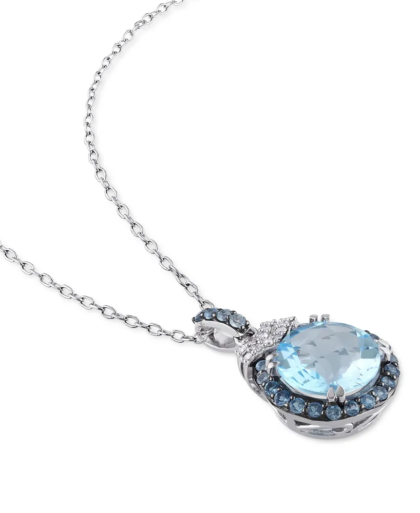 Blue Topaz (4-3/4 ct. t.w.) & Diamond (1/20 ct. t.w.) 18" Pendant Necklace in Sterling Silver