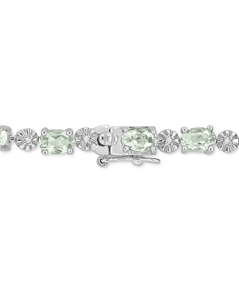 Green Quartz (7-3/8 ct. t.w.) & Diamond Accent Link Bracelet in Sterling Silver