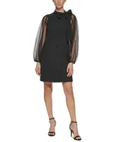 Vince Camuto Mesh Dot Sleeve Shift Dress