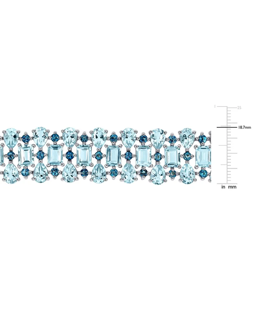 Blue Topaz Multirow Statement Bracelet (63-1/10 ct. t.w.) in Sterling Silver