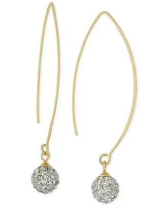 Giani Bernini Crystal Pave Ball Wire Threader Earrings in 14k Gold-Plated Sterling Silver, Created for Macy's