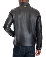 Michael Kors Men's Perforated Faux Leather Moto Jacket, Created for Macy's