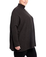 Joseph A Plus Sized Long Sleeve Turtleneck Poncho Sweater