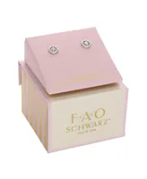 Fao Schwarz Women's Sterling Silver Round Stud Earrings with Crystal Stone Accent - Silver