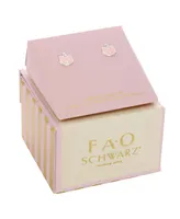 Fao Schwarz Women's Sterling Silver Enamel Kitty Stud Earrings with Crystal Stone