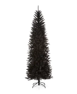 Glitzhome Black Tinsel Artificial Christmas Tree, 7.5'