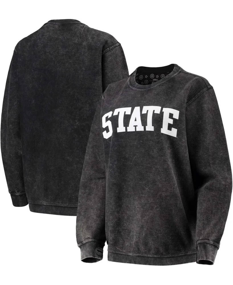 Women's Michigan State Spartans Comfy Cord Vintage-Like Wash Basic Arch Pullover Sweatshirt