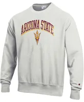 Men's Heathered Gray Arizona State Sun Devils Arch Over Logo Reverse Weave Pullover Sweatshirt
