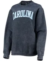 Women's Navy North Carolina Tar Heels Comfy Cord Vintage-Like Wash Basic Arch Pullover Sweatshirt