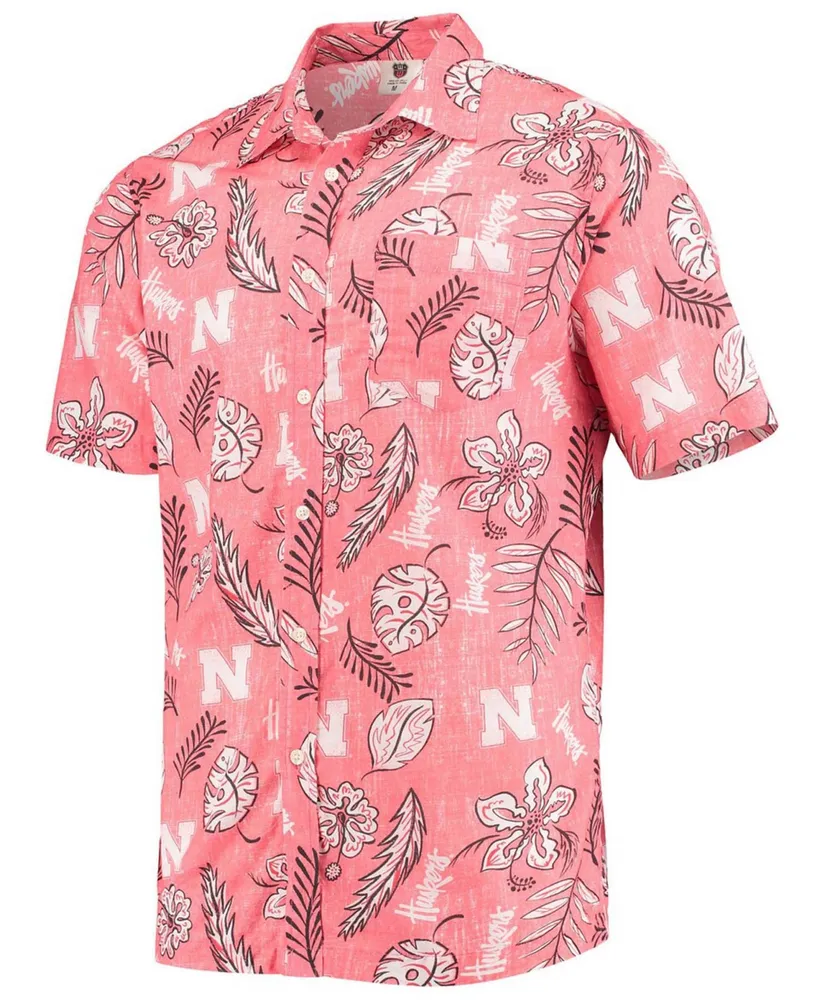 Men's Scarlet Nebraska Huskers Vintage-Like Floral Button-Up Shirt