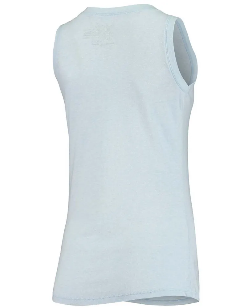 Women's Heathered Carolina Blue North Carolina Tar Heels Relaxed Henley V-Neck Tri-Blend Tank Top