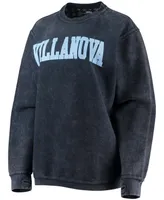 Women's Navy Villanova Wildcats Comfy Cord Vintage-Like Wash Basic Arch Pullover Sweatshirt