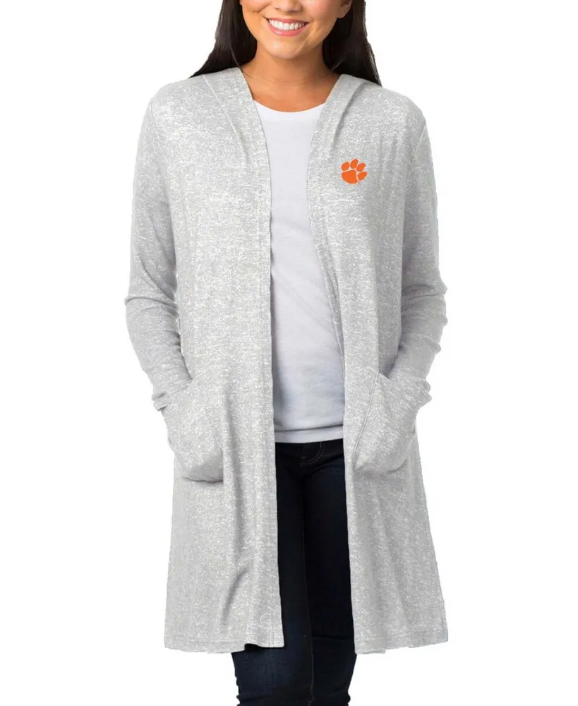 Women's Heathered Gray Clemson Tigers Cuddle Soft Duster Cardigan