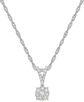 Diamond Cluster 18" Pendant Necklace (1/4 ct. t.w.) in 10k White Gold