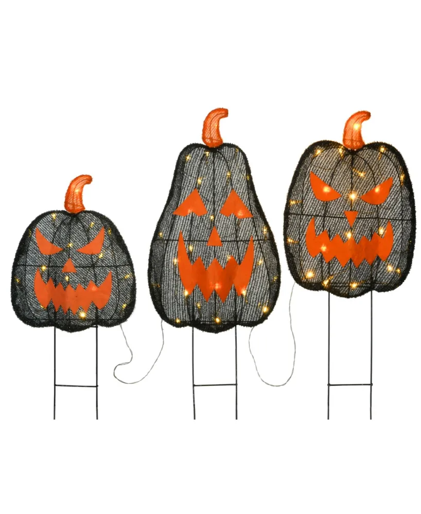 National Tree Company 35" Pre-Lit Jack-o-Lantern Garden Stakes, Set of 3