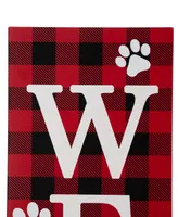 Glitzhome Wooden Plaid Pet " Welcome" Porch Sign, 42"