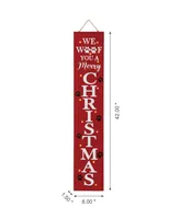 Glitzhome Lighted Wooden Pet "Christmas" Porch Sign, 42"