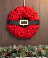 Glitzhome Christmas Belt Fabric Wreath, 18"