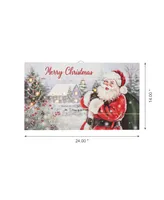 Glitzhome Lighted Wooden Santa Wall Decor, 24"