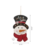 Glitzhome Lighted 3D Wooden Metal Snowman Wall Decor, 19"