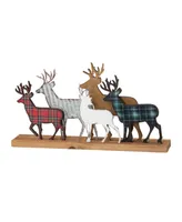 Glitzhome Galvanized Metal, Wooden Reindeer Table Decor, 18"