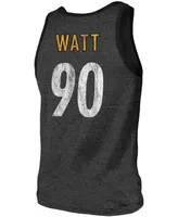 Men's T.j. Watt Heathered Black Pittsburgh Steelers Name Number Tri-Blend Tank Top