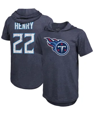 Men's Derrick Henry Navy Tennessee Titans Player Name Number Tri-Blend Hoodie T-shirt