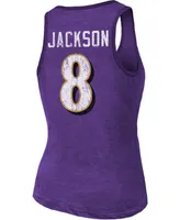 Women's Heathered Purple Baltimore Ravens Name Number Tri-Blend Tank Top