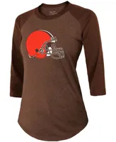 Women's Baker Mayfield Brown Cleveland Browns Player Name Number Tri-Blend 3/4 Sleeve Raglan T-shirt