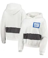 Women's White New York Giants Crop Pullover Hoodie