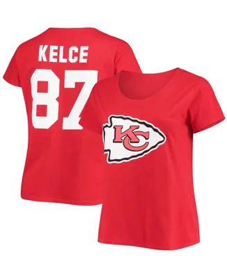 Women's Plus Travis Kelce Red Kansas City Chiefs Name Number V-Neck T-shirt