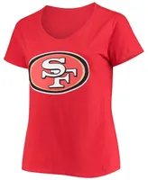 Women's Plus Size Nick Bosa Scarlet San Francisco 49Ers Name Number V-Neck T-shirt