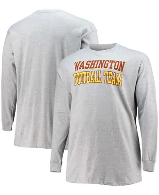 Men's Big and Tall Heathered Gray Washington Football Team Practice Long Sleeve T-shirt