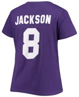 Women's Plus Lamar Jackson Purple Baltimore Ravens Name Number V-Neck T-shirt