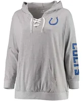 Women's Plus Heathered Gray Indianapolis Colts Lace-Up Pullover Hoodie